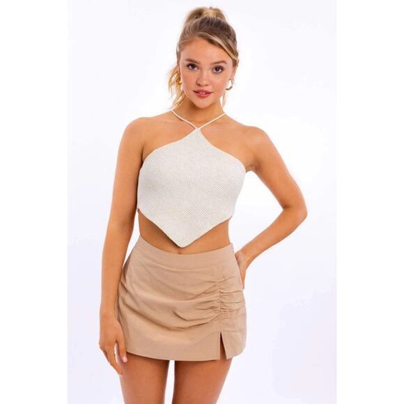 LE LIS Women Halter Neck Sleeveless Crochet Knit Top Zarnesh Large NWT - Picture 1 of 5